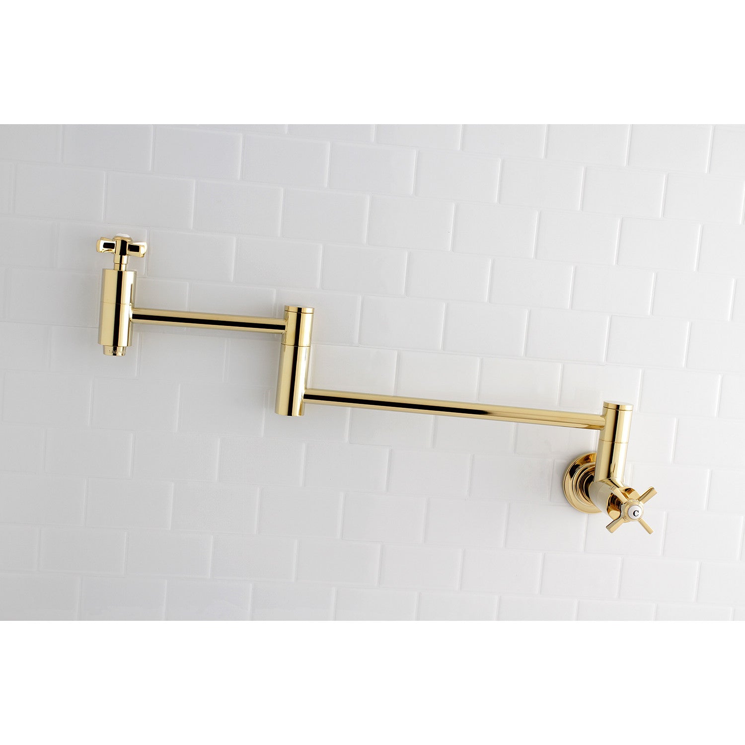 Kingston Sona KS8102ZX - Millennium Two-Handle 1-Hole Wall Mount Pot Filler Faucet, Polished Brass — thumbnail 2